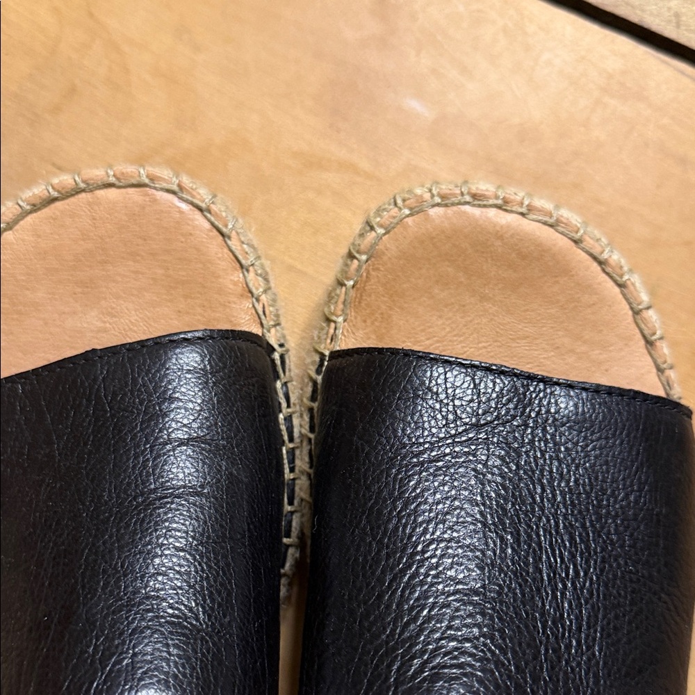 Born Black Leather Espadrille Slide Sandals - Picture 7 of 10
